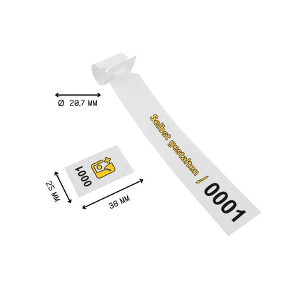 Schlaufenetiketten nummeriert und selbst gestalten 250x25 mm - 200 Stück