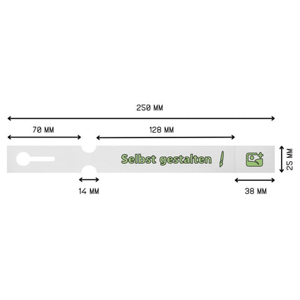 Schlaufenetiketten selbst gestalten mit Abreißstreifen 250x25 mm - 200 Stück