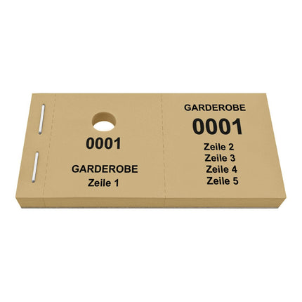 Garderobenummern 5 Zeilen eigener Text - 1000 Abrisse