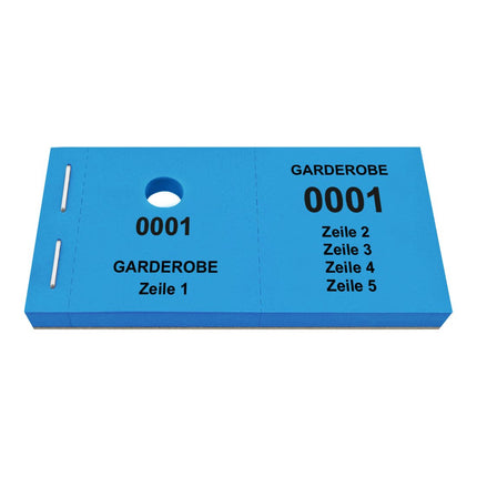 Garderobenummern 5 Zeilen eigener Text - 1000 Abrisse