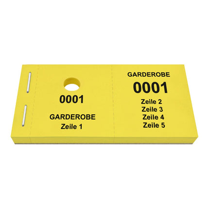 Garderobenummern 5 Zeilen eigener Text - 1000 Abrisse