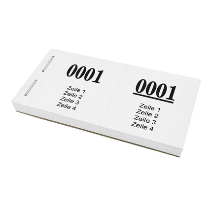 Garderobenummern 4 Zeilen eigener Text - 1000 Abrisse