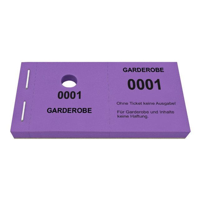Garderobenummern mit Lochstanzung Standard - 1000 Abrisse