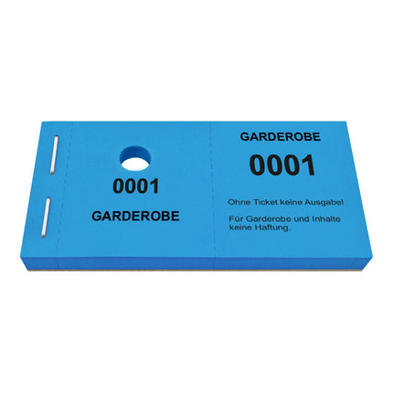 Garderobenummern mit Lochstanzung Standard - 1000 Abrisse