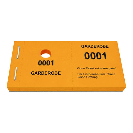 Garderobenummern mit Lochstanzung Standard - 1000 Abrisse