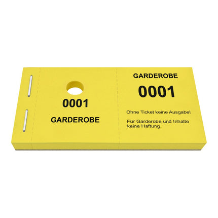 Garderobenummern mit Lochstanzung Standard - 1000 Abrisse