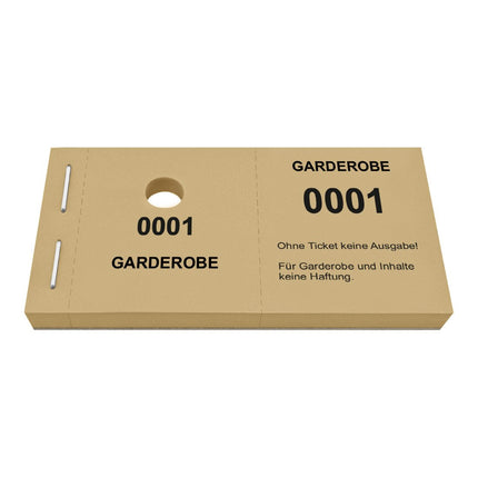 Garderobenummern mit Lochstanzung Standard - 1000 Abrisse