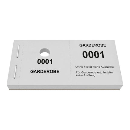 Garderobenummern mit Lochstanzung Standard - 1000 Abrisse