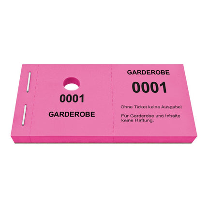 Garderobenummern mit Lochstanzung Standard - 1000 Abrisse