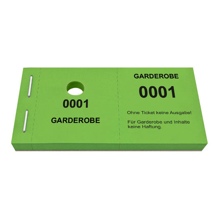 Garderobenummern mit Lochstanzung Standard - 1000 Abrisse