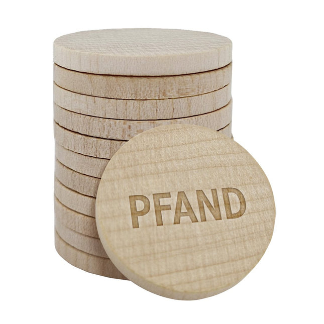 Holzmarken Gravur Ø29mm Pfand - 100 Stück