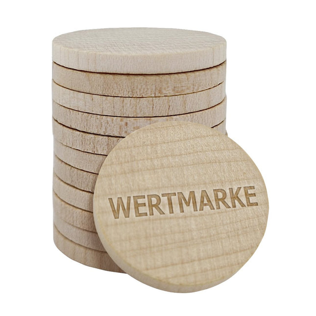 Holzmarken Gravur Ø29mm Wertmarke - 100 Stück