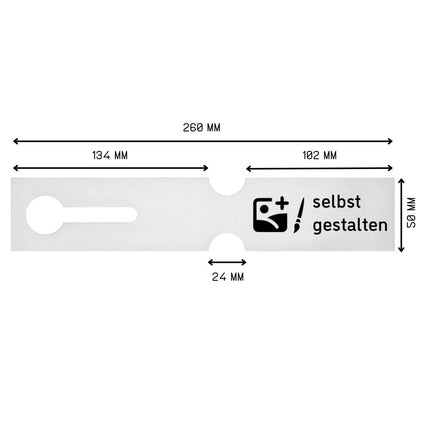 Schlaufenetikett selbst gestalten 260x50 mm - 100 Stück
