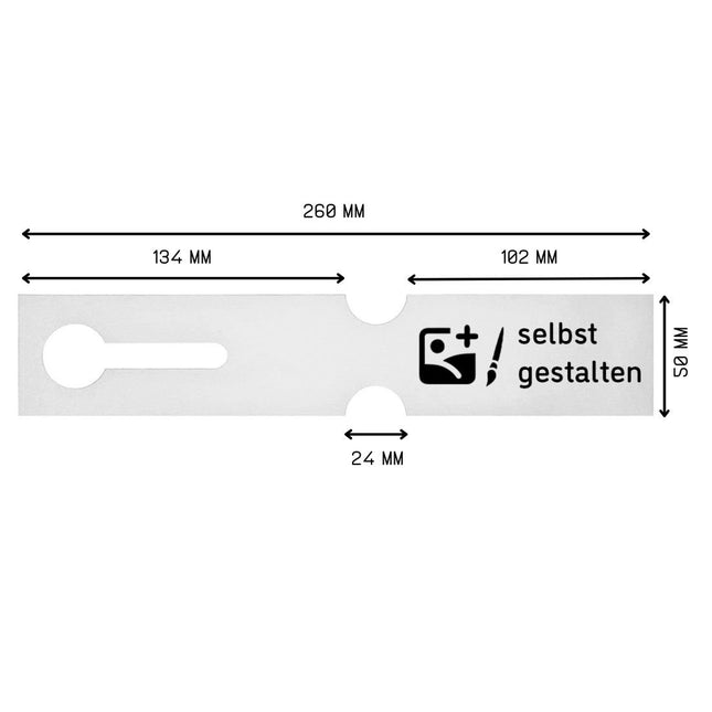 Schlaufenetikett selbst gestalten 260x50 mm - 100 Stück