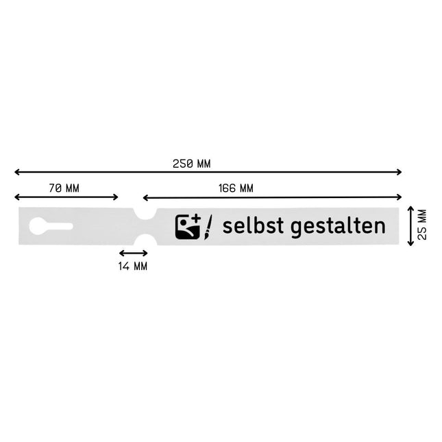 Schlaufenetikett selbst gestalten, 250x25 mm - 100 Stück