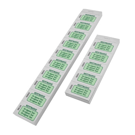 Wertmarken Block mit eigenem farbigem Text und Nummerierung - 1000 Abrisse