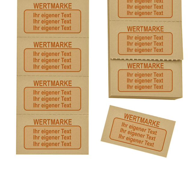 Wertmarken Block mit eigenem farbigem Text  - 1000 Abrisse
