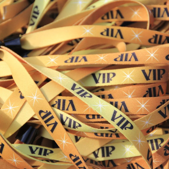 Einlassband Textil 'VIP' in Gold – pro 100 Stück