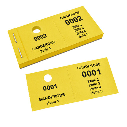 Garderobenummern 5 Zeilen eigener Text - 1000 Abrisse