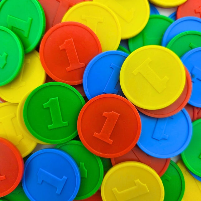 Wertmarken Chips Ø29mm Zahl 1 Farbenmix - 1000 Stück