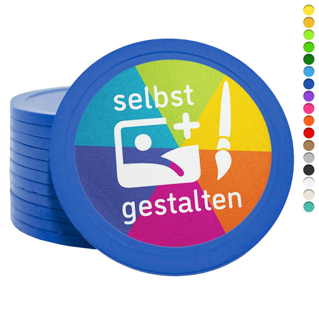 Wertmarken Chips selbst gestalten Ø70 mm - 50 Stück