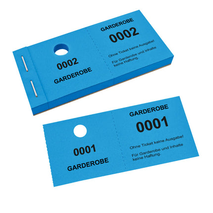 Garderobenummern mit Lochstanzung Standard - 1000 Abrisse