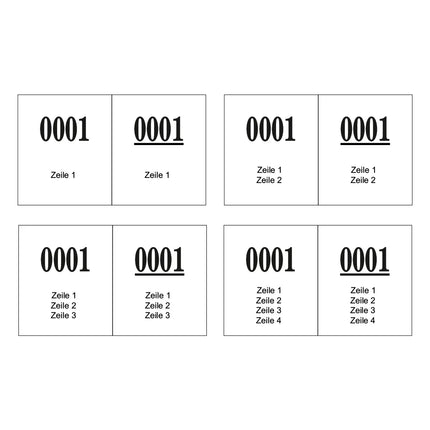 Garderobenummern 4 Zeilen eigener Text - 1000 Abrisse