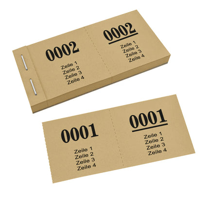 Garderobenummern 4 Zeilen eigener Text - 1000 Abrisse