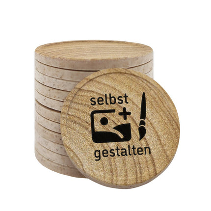 Wertmarken Chips selbst gestalten Ø29mm Holzfaser mit Maserung - 100 Stück