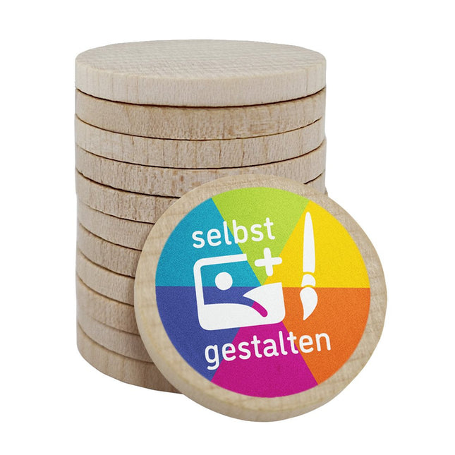 Holzmarken Ø29mm selbst gestalten - 100 Stück