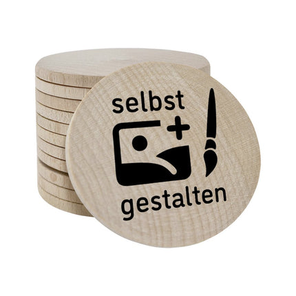 Holzmarken Ø51mm selbst gestalten - 50 Stück