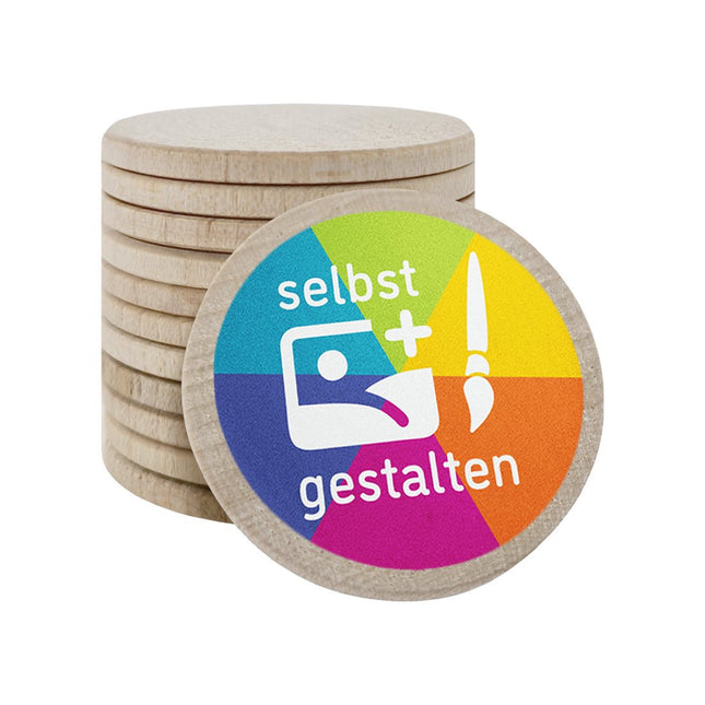 Holzmarken Ø37mm selbst gestalten - 100 Stück