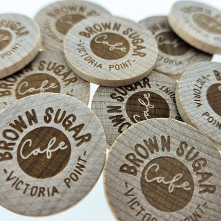 Holzmarken eigene Gravur Ø29mm - 100 Stück