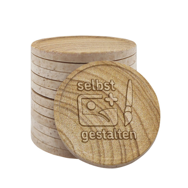 Wertmarken Chips eigenes Relief Ø29mm Holzfaser - 1000 Stück