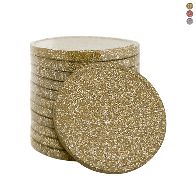 Wertmarken Chips Ø29mm Glitzer, unbedruckt  - 100 Stück