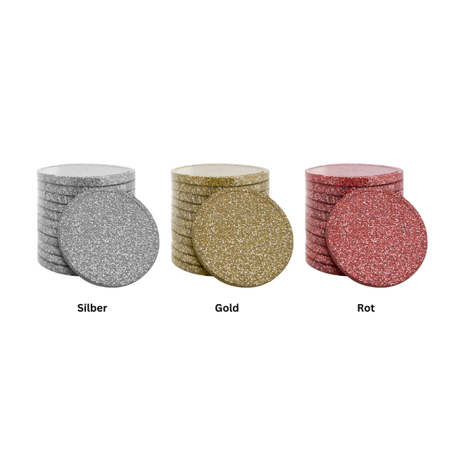 Wertmarken Chips selbst gestalten Ø29mm Glitzer - 100 Stück