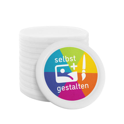 Wertmarken Chips selbst gestalten Weiß Ø28 mm - 100 Stück