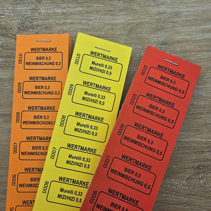 Wertmarken Block mit 3 Zeilen eigenem Text und Nummerierung - 1000 Abrisse