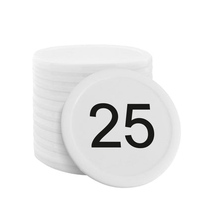 Weiße Wertmarken-Chips Ø28 mm nummeriet - 100 Stück