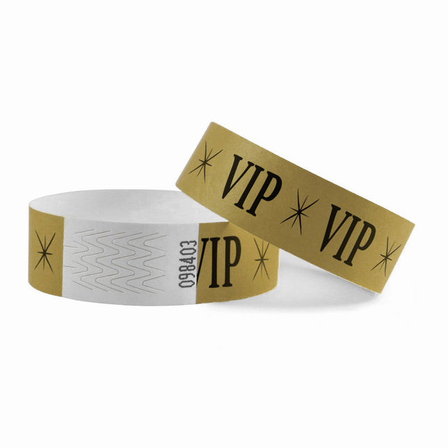TYVEK Einlassbänder 'VIP' in Gold - pro 100 Stück