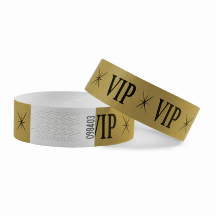TYVEK Einlassbänder 'VIP' in Gold - pro 100 Stück