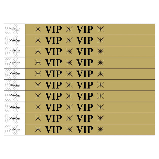 TYVEK Einlassbänder 'VIP' in Gold - pro 100 Stück