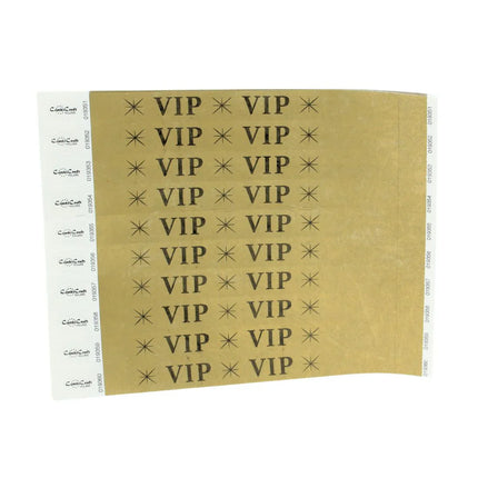 TYVEK Einlassbänder 'VIP' in Gold - pro 100 Stück