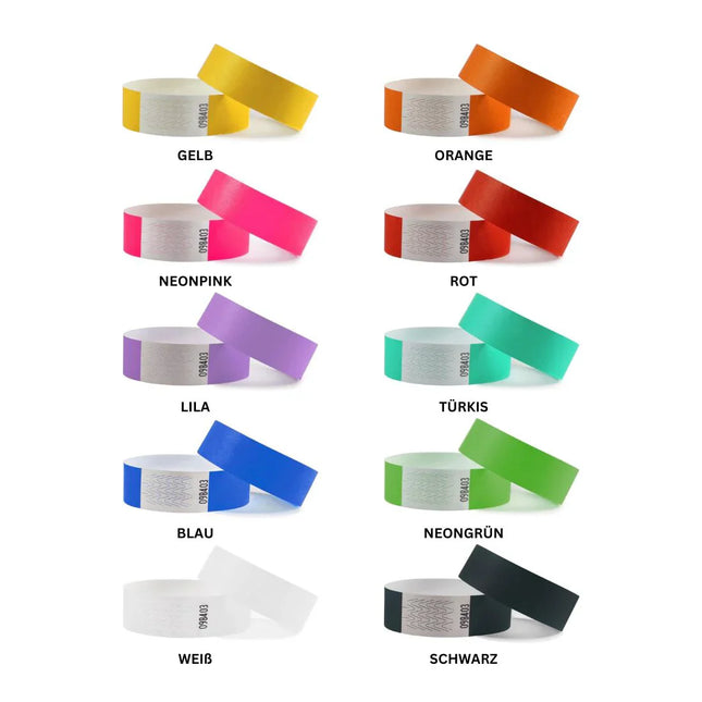 TYVEK Einlassbänder, Farbenmix - pro 100 Stück