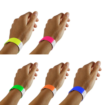 TYVEK Einlassbänder Farbenmix Neon - pro 100 Stück