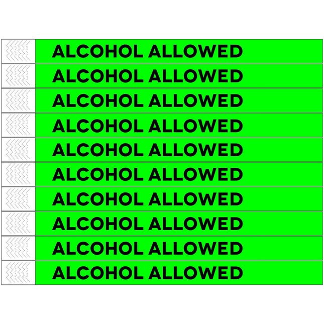 TYREX Einlassbänder 'ALCOHOL ALLOWED' - pro 100 Stück