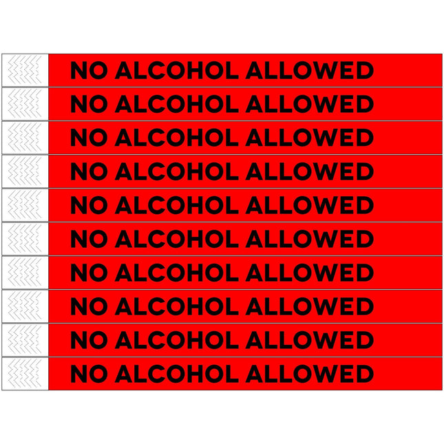 TYREX Einlassbänder 'NO ALCOHOL ALLOWED' - pro 100 Stück