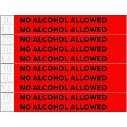 TYREX Einlassbänder 'NO ALCOHOL ALLOWED' - pro 100 Stück