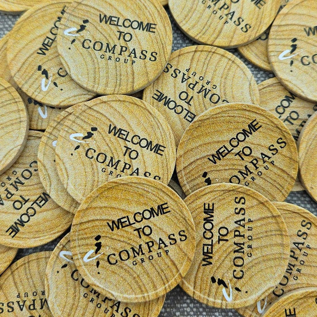 Wertmarken Chips selbst gestalten Ø29mm Holzfaser mit Maserung - 100 Stück