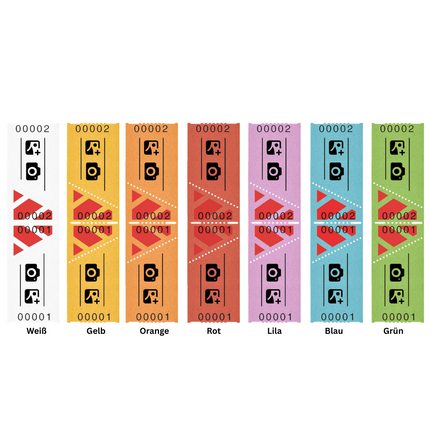 Eintrittskarten Rolle 57x30mm mit Schrägabriss - 1000 Abrisse